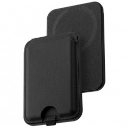 Dviced Leather magsafe foldable cardholder and stand Black