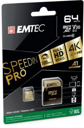 Emtec 256GB microSDXC SpeedIN Pro Class 10 U3 A1 + adapterrel