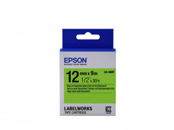 Epson LK-4GBF címkeszalag (12mm) Black on Fluorescent Green - 9m