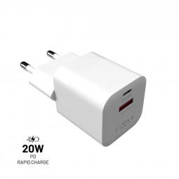 FIXED Mini USB-C/USB Travel Charger 20W, Fehér