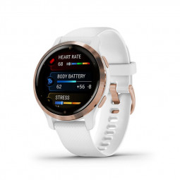 Garmin Venu 2S Rose Gold Stainless Steel Bezel with White Case and Silicone Band