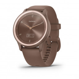 Garmin Vivomove Sport Cocoa Case and Silicone Band with Peach Gold Accents