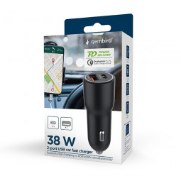 Gembird 2-Port USB Car Fast Charger Black