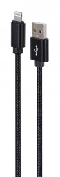 Gembird CCDB-mUSB2B-AMLM-6 Cotton braided 8-pin cable with metal connectors 1,8m Black