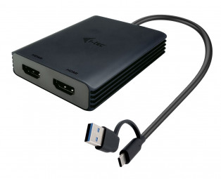 I-TEC USB-A/USB-C Dual 4K/60 Hz HDMI Video Adapter Black