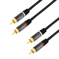 Logilink Audio cable 2xRCA/M to 2xRCA/M metal 10m Black