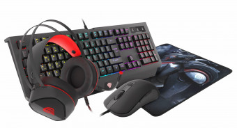 Natec Genesis Cobalt 330 Gaming Combo Black HU (billentyűzet + egér + egérpad + headset)