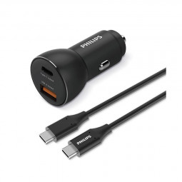 Philips Car Charger 36W with 1 USB-A + USB C Black