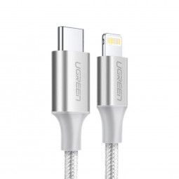 UGREEN USB-C to Lightning Cable Aluminum Shell Braided 1m Silver