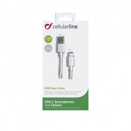 Cellularline USB data cable with USB-C connector and Power Delivery (PD) support, 60W max, 120 cm, white