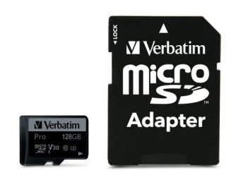 Verbatim 128GB microSDXC Pro Class 10 U3 V30 + adapterrel