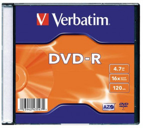 Verbatim DVD-R 4,7Gb 16x Slim tok 1db/csomag (1-es címke)